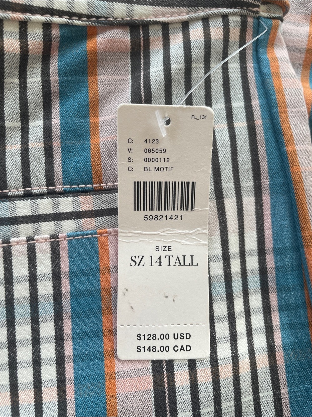NWT Anthropologie Maeve Striped Straight Leg in Pink Blue Brown Size 14 Tall - Picture 3 of 6